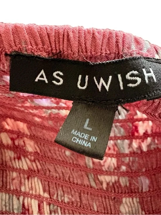 Lg Pink Floral Maxi Dress Sweetheart Neckline High Low Hem Coquette Easter - Picture 11 of 13